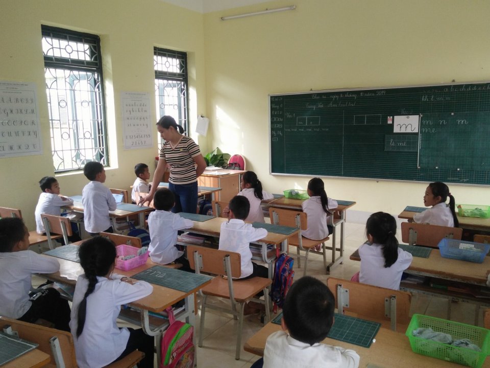 Tiết Tiếng Việt lớp 1A1 Trường Tiểu học Ngối Cáy (ảnh tư liệu 2019)